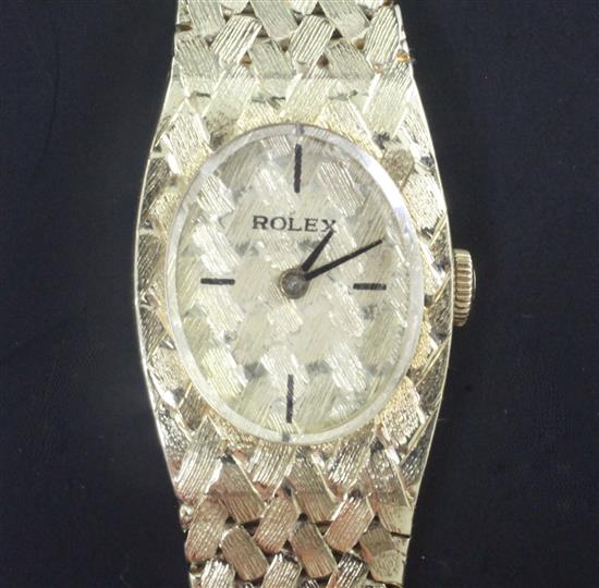 A ladys 14ct gold Rolex manual wind wrist watch,